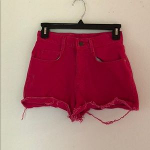 High waisted pink shorts